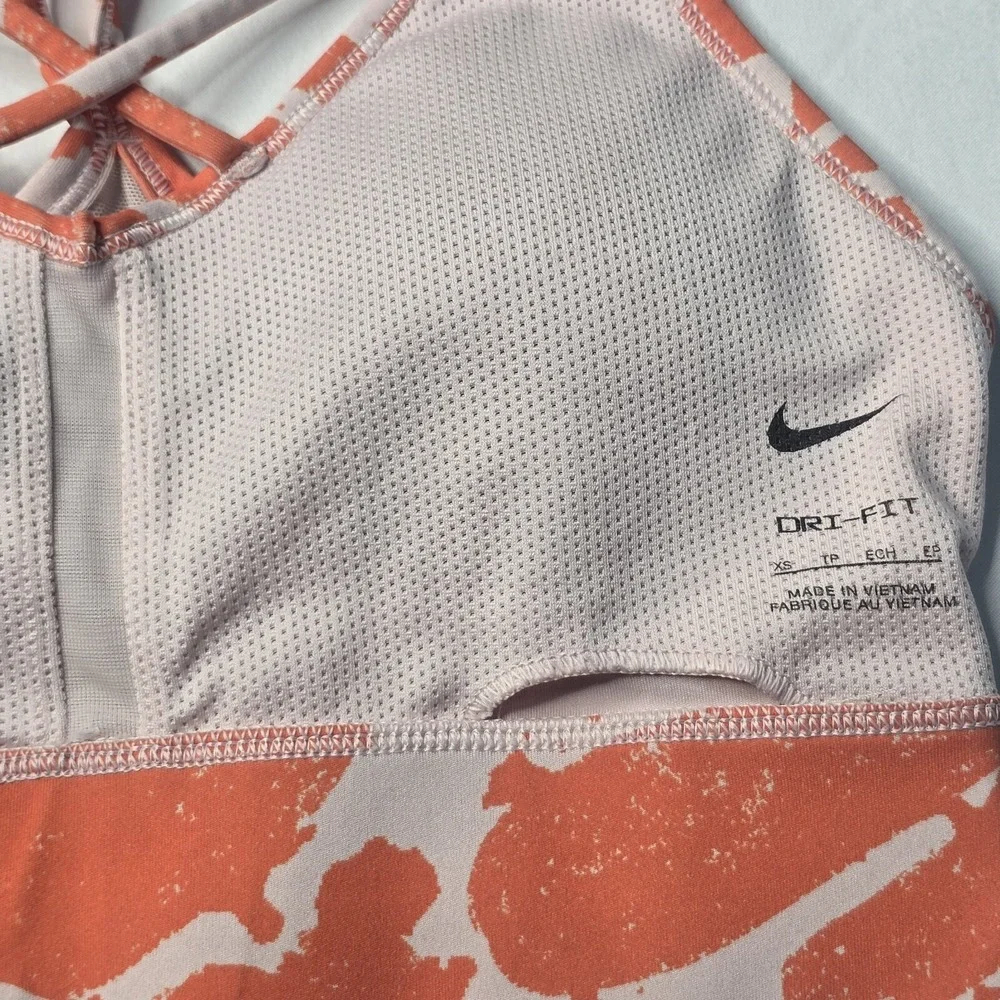 Nike Sports Bra Womens XS Orange Pink Abstract Dri-FIT Indy Light Support Active